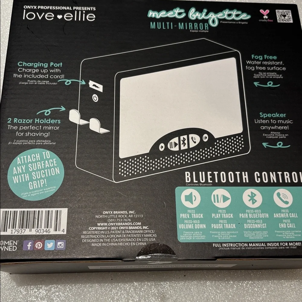 Love + Ellie Shower Multi-Mirror with Bluetooth NWT